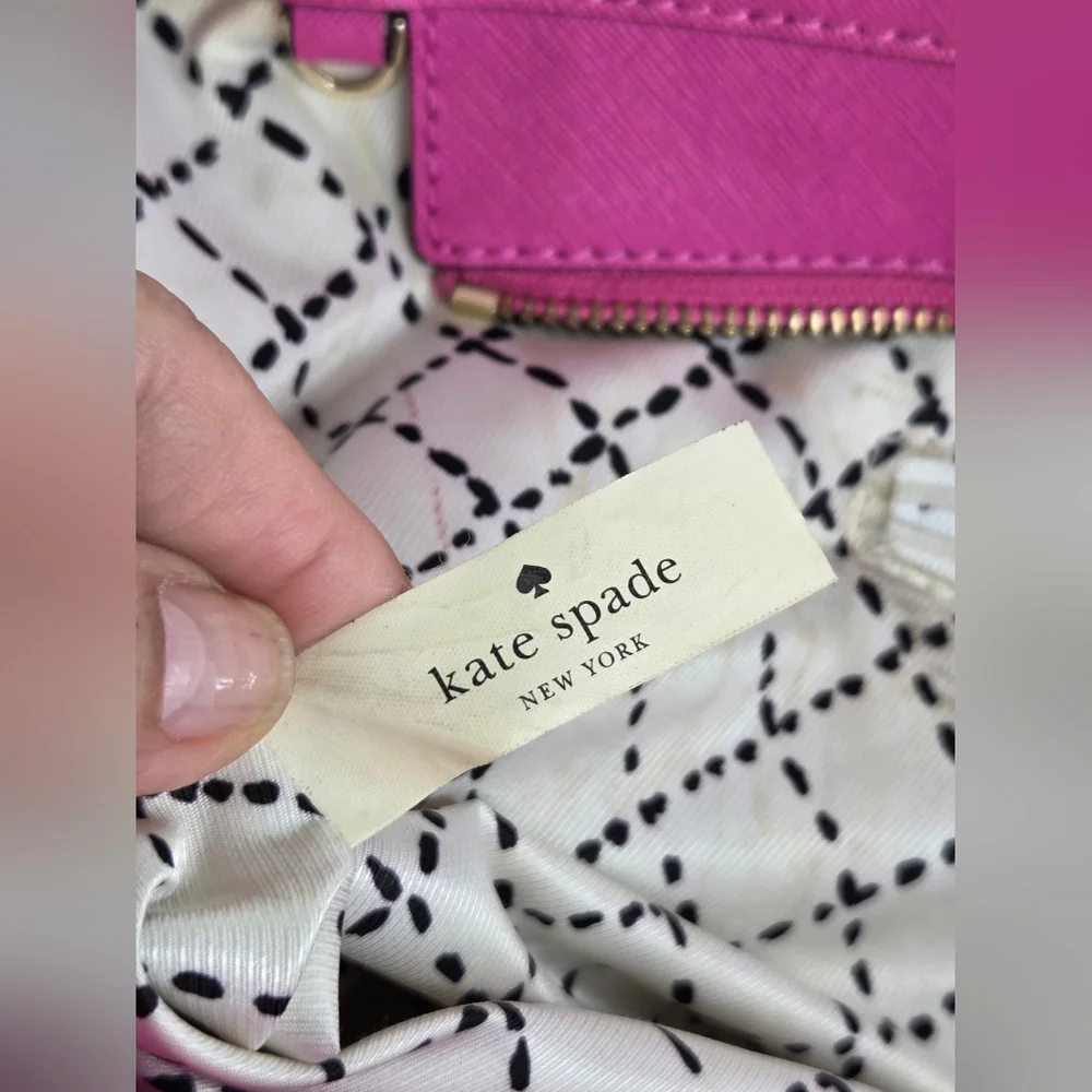 Kate Spade Fuchsia Leather Tote Bag with Dual Top Handles - Picture 11 of 16